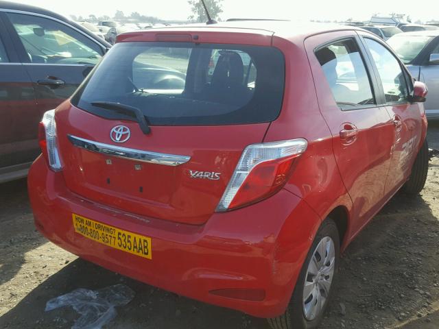 VNKKTUD34EA009272 - 2014 TOYOTA YARIS RED photo 4