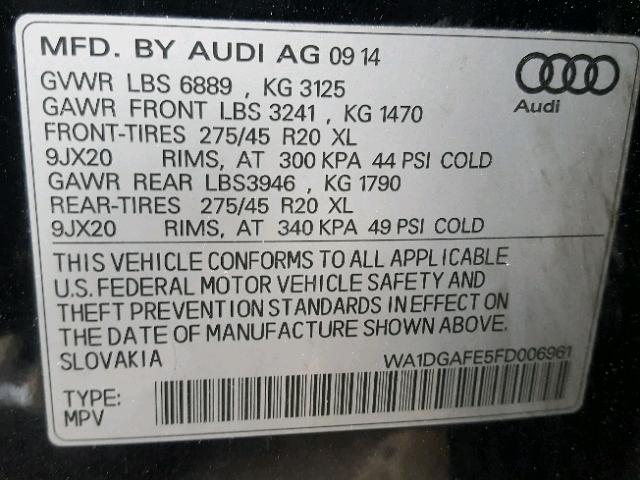 WA1DGAFE5FD006961 - 2015 AUDI Q7 PRESTIG BLACK photo 10