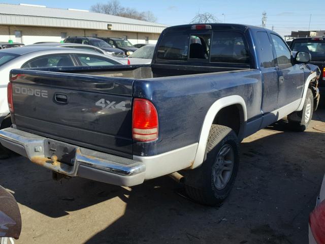 1B7GG22N41S147491 - 2001 DODGE DAKOTA BLUE photo 4