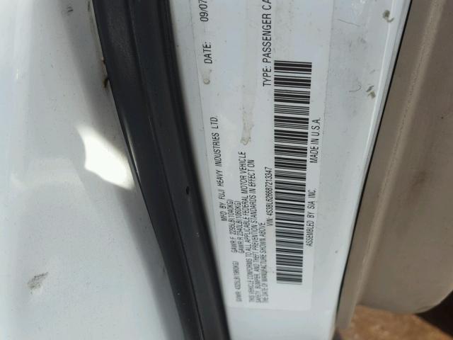 4S3BL626687213347 - 2008 SUBARU LEGACY 2.5 WHITE photo 10