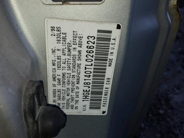 1HGEJ8140TL026623 - 1996 HONDA CIVIC EX ვერცხლისფერი ფოტო 10