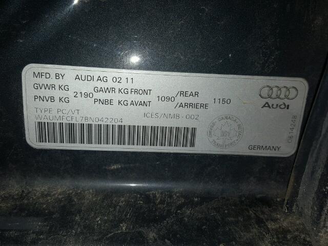 WAUMFCFL7BN042204 - 2011 AUDI A4 PRESTIG BLUE photo 10