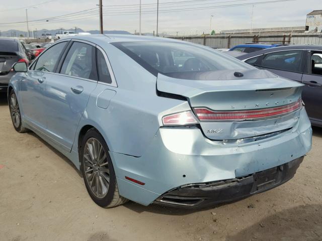 3LN6L2LU2ER808980 - 2014 LINCOLN MKZ HYBRID BLUE photo 3