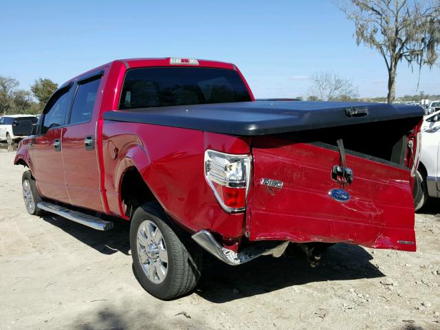 1FTFW1CF3CFC74051 - 2012 FORD F150 SUPER BURGUNDY photo 3