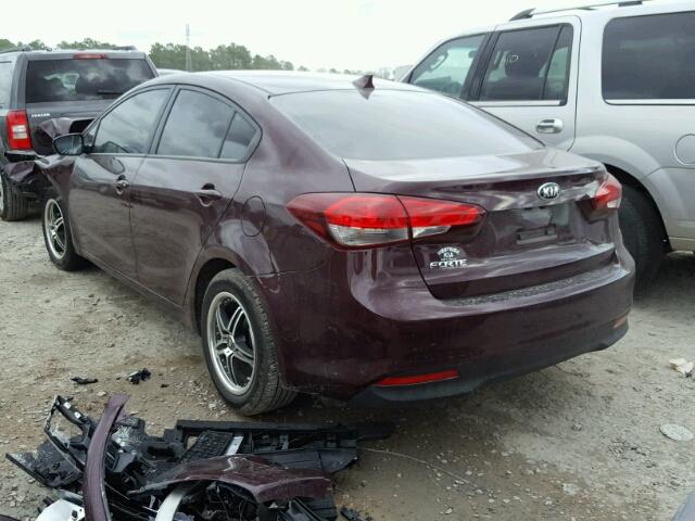 3KPFL4A77HE083644 - 2017 KIA FORTE LX MAROON photo 3