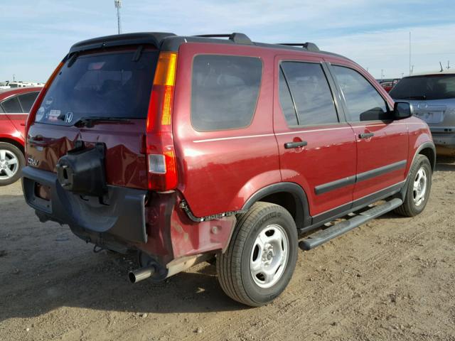 JHLRD68434C023009 - 2004 HONDA CR-V LX RED photo 4