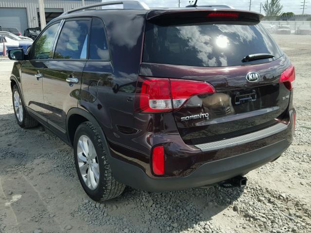 5XYKU4A75FG589193 - 2015 KIA SORENTO EX BURGUNDY photo 3