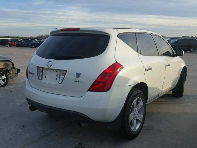 JN8AZ08T94W228630 - 2004 NISSAN MURANO SL WHITE photo 4