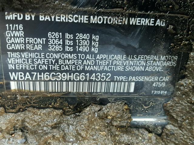 WBA7H6C39HG614352 - 2017 BMW M760 XI BLACK photo 10