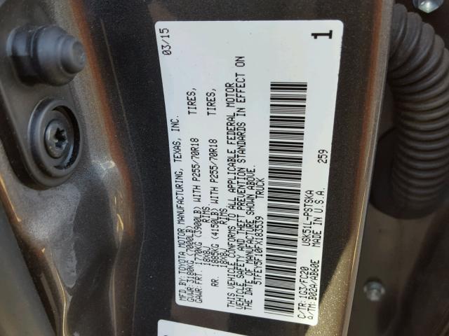 5TFEY5F10FX183539 - 2015 TOYOTA TUNDRA CRE GRAY photo 10