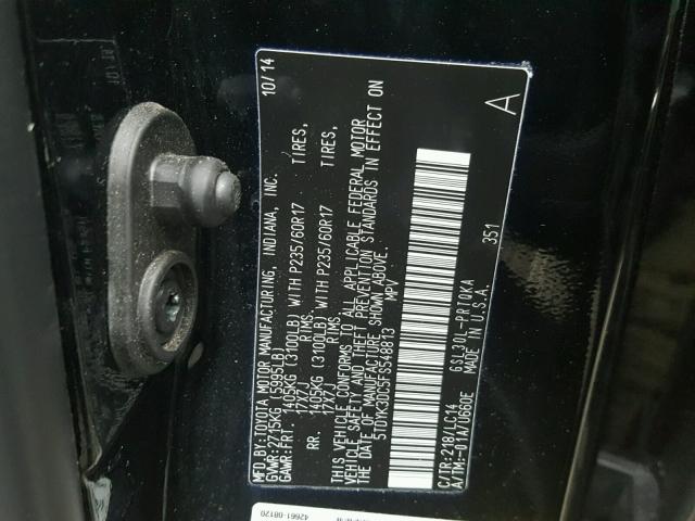 5TDYK3DC5FS548813 - 2015 TOYOTA SIENNA XLE BLACK photo 10