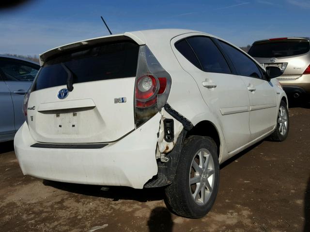 JTDKDTB33C1006573 - 2012 TOYOTA PRIUS C WHITE photo 4