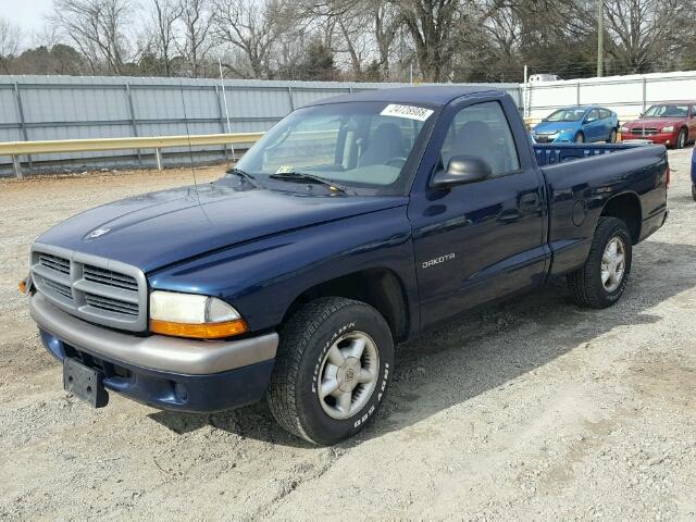 1B7FL26XX1S109914 - 2001 DODGE DAKOTA BLUE photo 2