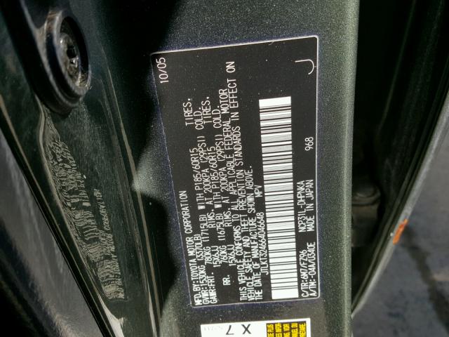 JTLKT324664046648 - 2006 TOYOTA SCION XB 绿色 照片 10