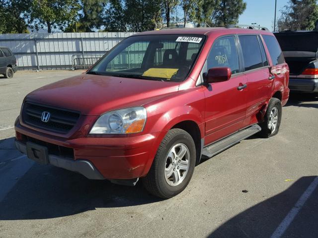 2HKYF18503H561359 - 2003 HONDA PILOT EXL RED photo 2