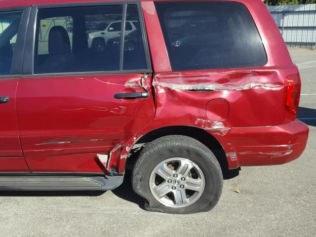 2HKYF18503H561359 - 2003 HONDA PILOT EXL RED photo 9