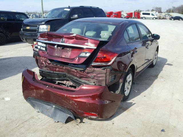 19XFB2F56EE026393 - 2014 HONDA CIVIC LX MAROON photo 4