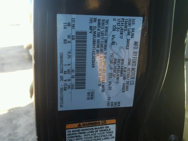 5LMEU88H14ZJ43049 - 2004 LINCOLN AVIATOR 黑色 照片 10