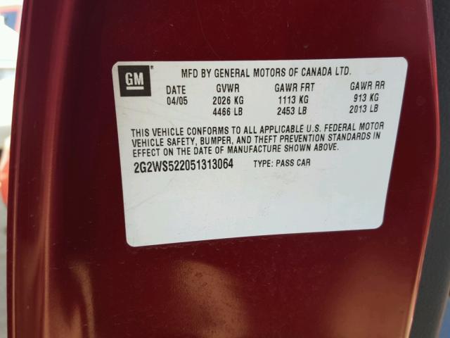 2G2WS522051313064 - 2005 PONTIAC GRAND PRIX Qırmızı foto 10
