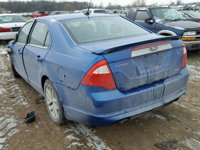 3FAHP0CG0CR431388 - 2012 FORD FUSION SEL BLUE photo 3