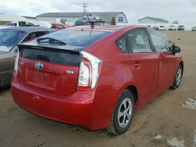 JTDKN3DU2E0366753 - 2014 TOYOTA PRIUS MAROON photo 4