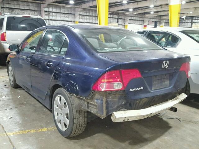 2HGFA165X8H532087 - 2008 HONDA CIVIC LX BLUE photo 3