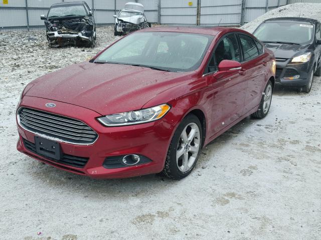 3FA6P0H95DR197123 - 2013 FORD FUSION SE RED photo 2