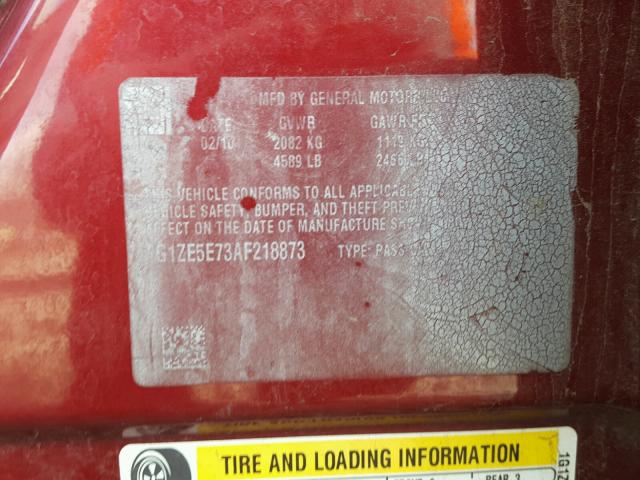 1G1ZE5E73AF218873 - 2010 CHEVROLET MALIBU LTZ RED photo 10