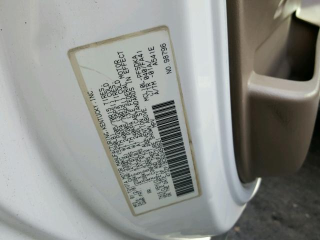 4T3ZF19C82U458621 - 2002 TOYOTA SIENNA CE WHITE photo 10