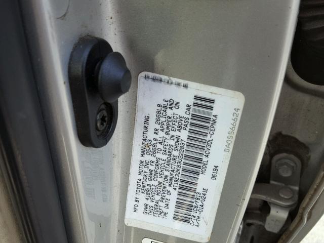 4T1BE32K83U222837 - 2003 TOYOTA CAMRY LE SILVER photo 10