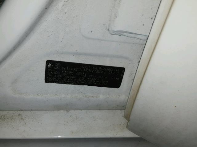 WBAPK7C5XBA821173 - 2011 BMW 328 XI WHITE photo 10