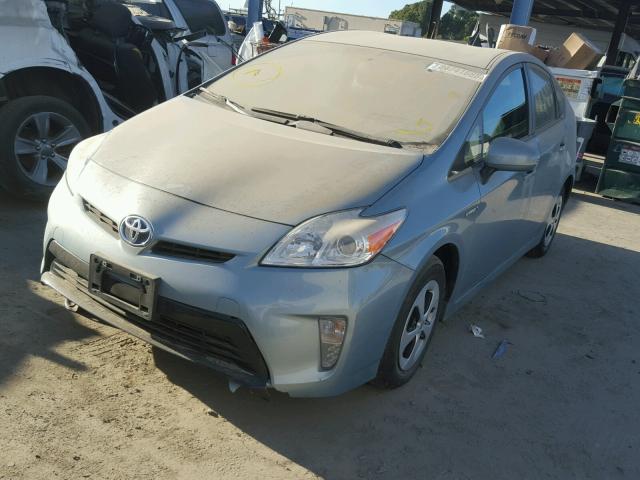 JTDKN3DUXE1746854 - 2014 TOYOTA PRIUS TEAL photo 2