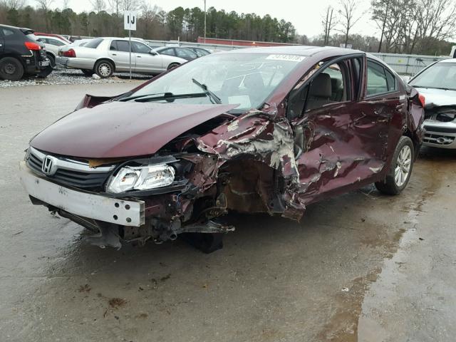 19XFB2F91CE057437 - 2012 HONDA CIVIC EXL BURGUNDY photo 2