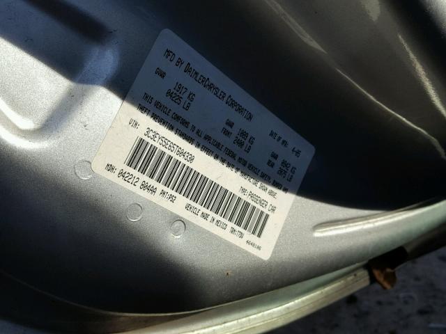 3C3EY55E65T604330 - 2005 CHRYSLER PT CRUISER SILVER photo 10