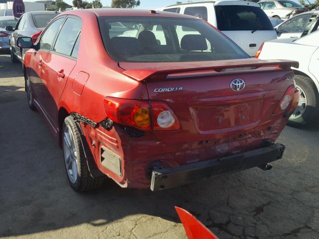 1NXBE40E99Z039703 - 2009 TOYOTA COROLLA XR RED photo 3