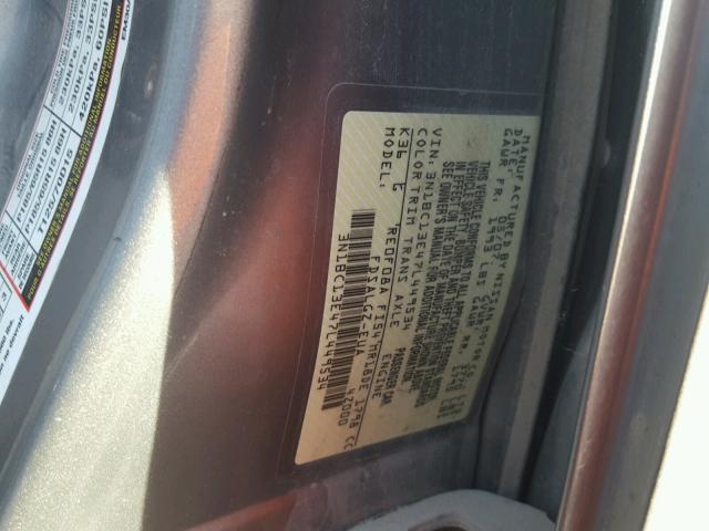 3N1BC13E47L449534 - 2007 NISSAN VERSA S SILVER photo 10