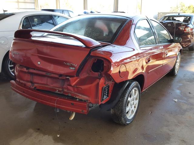 1B3ES56C64D554349 - 2004 DODGE NEON SXT BURGUNDY photo 4