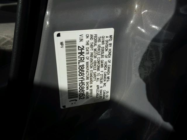 2HKRL1868YH586152 - 2000 HONDA ODYSSEY EX GRAY photo 10