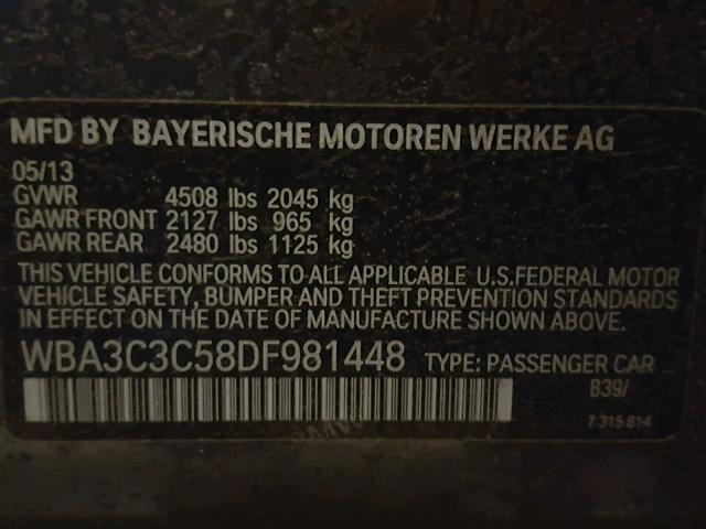 WBA3C3C58DF981448 - 2013 BMW 320 I GRAY photo 10