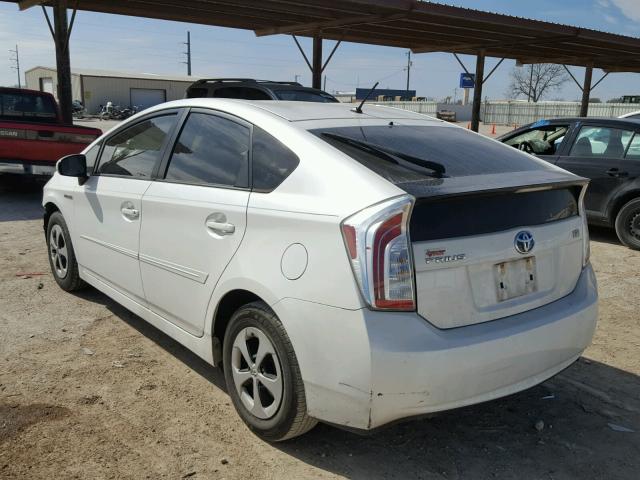 JTDKN3DUXC5467006 - 2012 TOYOTA PRIUS WHITE photo 3