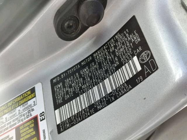 2T1BU4EE7BC706917 - 2011 TOYOTA COROLLA BA SILVER photo 10