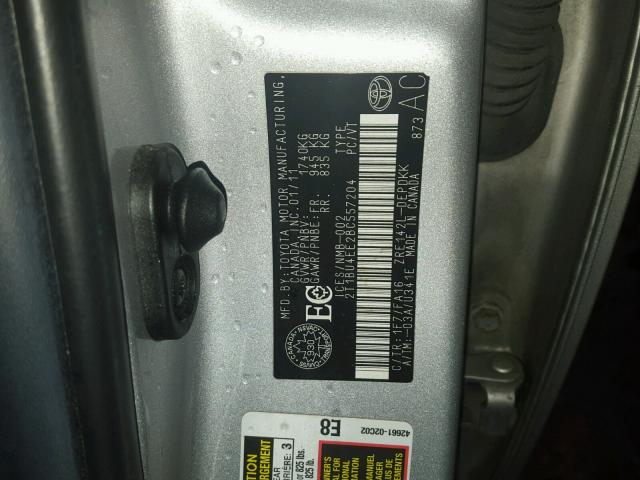 2T1BU4EE2BC557204 - 2011 TOYOTA COROLLA BA SILVER photo 10