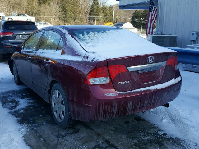 19XFA1F52BE021555 - 2011 HONDA CIVIC LX MAROON photo 3