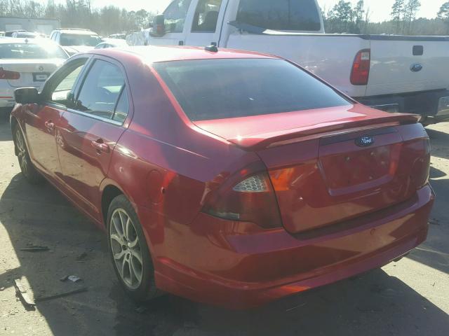 3FAHP0HA4CR154233 - 2012 FORD FUSION SE RED photo 3