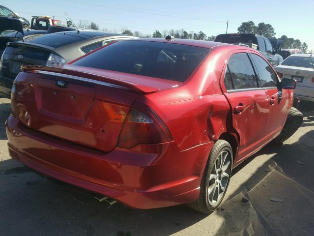 3FAHP0HA4CR154233 - 2012 FORD FUSION SE RED photo 4