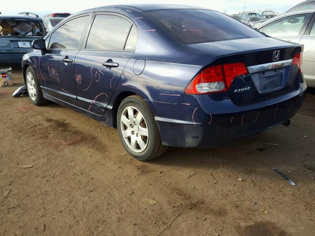 1HGFA16559L029457 - 2009 HONDA CIVIC LX BLUE photo 3