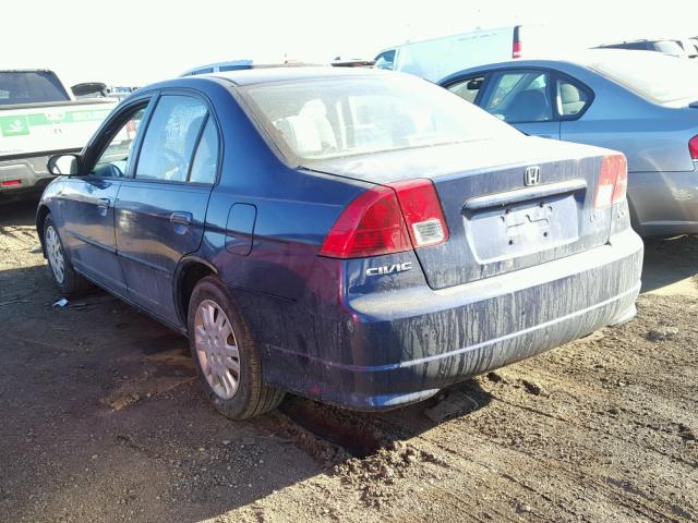 2HGES165X4H602609 - 2004 HONDA CIVIC LX BLUE photo 3