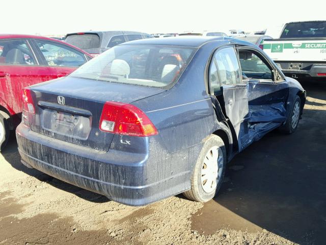 2HGES165X4H602609 - 2004 HONDA CIVIC LX BLUE photo 4