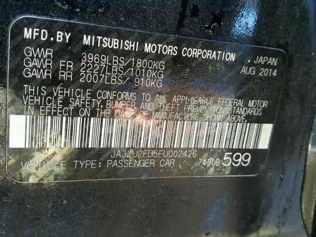 JA32U2FU5FU002426 - 2015 MITSUBISHI LANCER ES BLACK photo 10