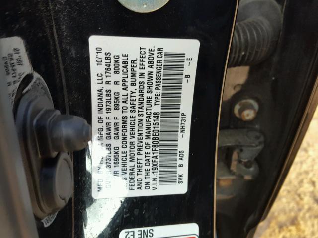 19XFA1F80BE015148 - 2011 HONDA CIVIC EX შავი ფოტო 10